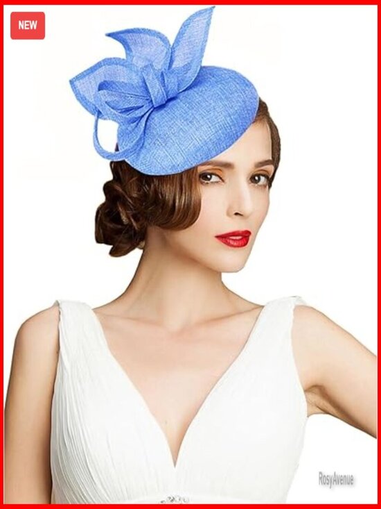 Sinamay Flower Feathers Pillbox Fascinator Derby Headband for Wedding Party main image 4